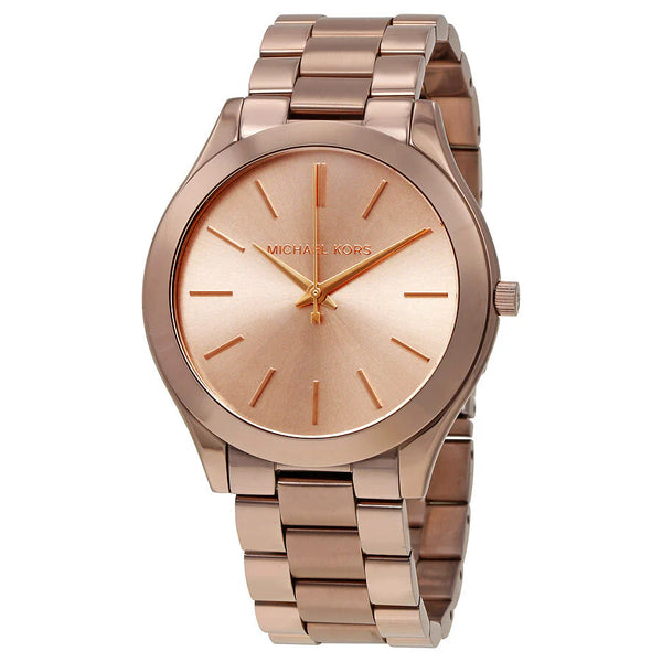 Michael Kors Runway Quartz Brown Dial Brown Steel Strap Watch For Women - MK3418