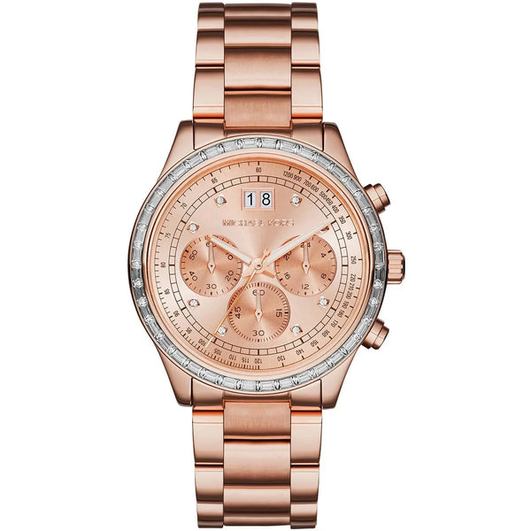 Michael Kors Brinkley Rose Gold Dial Rose Gold Steel Strap Watch for Women - MK6204