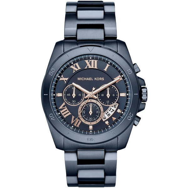 Michael Kors Men's Brecken Stainless Steel Analog-Quartz Watch with Stainless-Steel Strap, Blue, 24 (Model: MK8610)