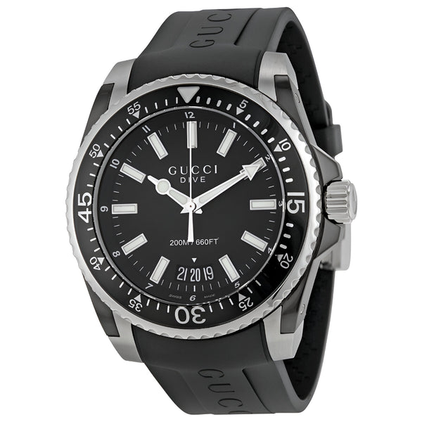 Gucci Dive Analog Quartz Black Dial Black Rubber Strap Watch For Men -  YA136204
