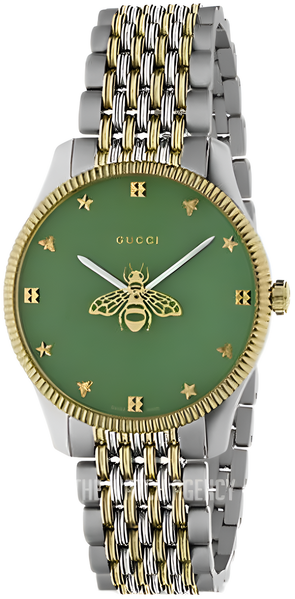 Gucci G Timeless Quartz Green Dial Two Tone Steel Strap Watch For Men - YA1264182