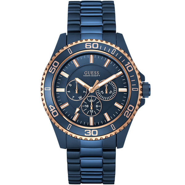 Guess Chaser Blue Stainless Steel Blue Dial Quartz Watch for Mens - W0172G6