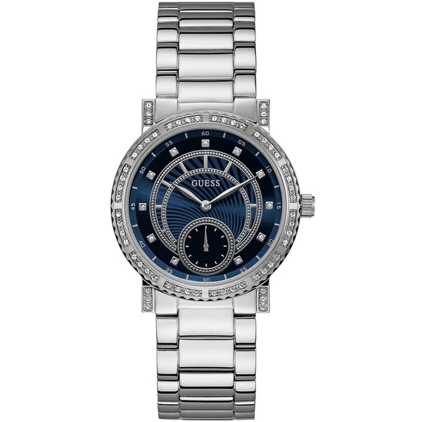 Guess Constellation Blue Dial Steel Belt with Silver Color Watch For Women-W1006L1