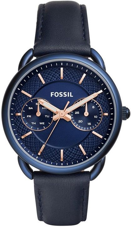 Fossil Tailor Blue Dial Blue Leather Strap Watch for Women - ES4092