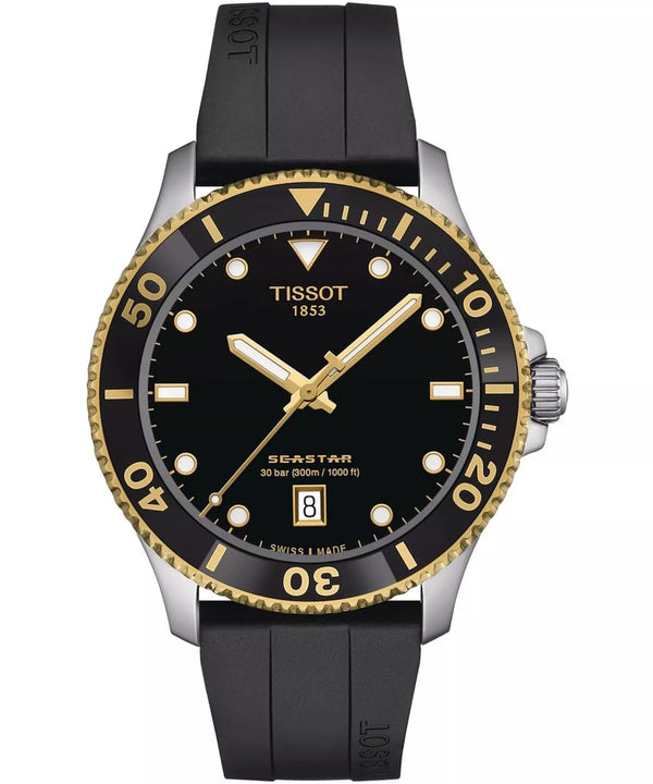 Tissot Seastar 1000 40mm Quartz Black Dial with Rubber Strap Watch for Men-T120.410.27.051.00